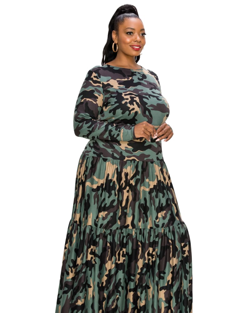 Camo maxi dress with pockets on sale